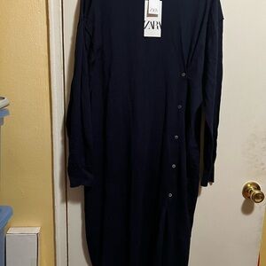 Zara Dark Blue Buttoned Dress